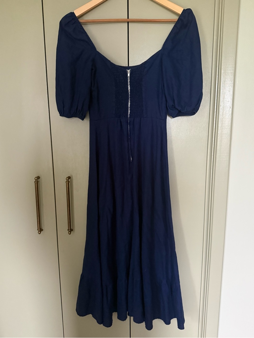 Reformation Belgium Navy 100% Linen Midi Dress Size 2 - Picture 3 of 6